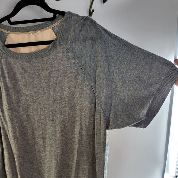 Anthropologie moth east falls short sleeve gray sweater semi sheer back - Picture 6 of 7